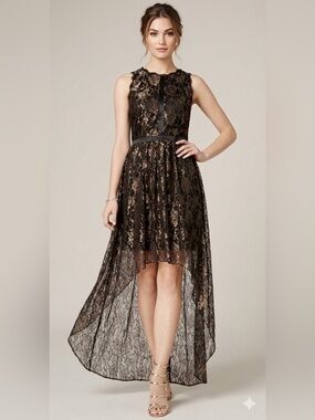 adrianna papell black high low dress Adrianna Papell Womens Black Sequin High/Low Gown Size 6 Petite $229